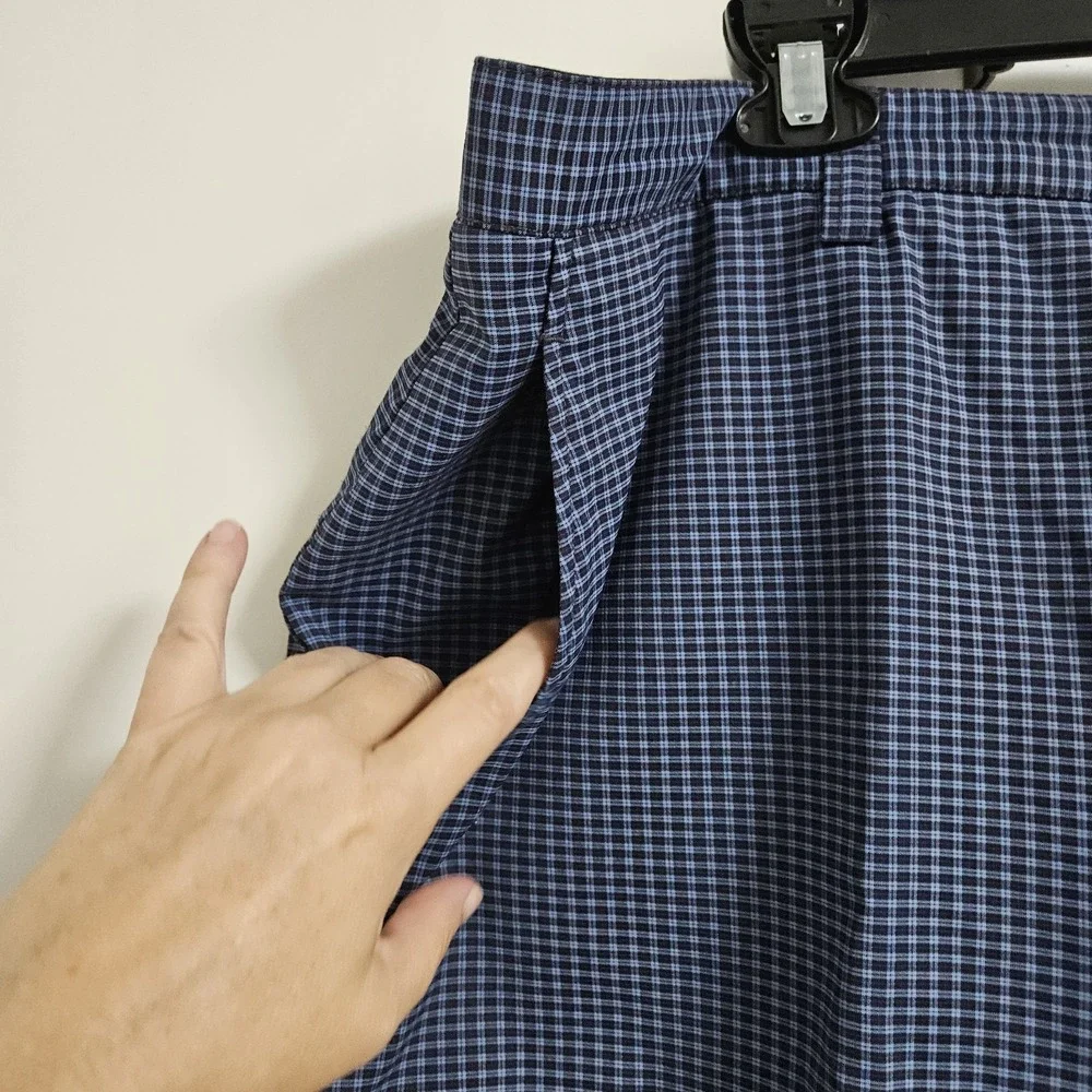 Cutter & Buck Shorts Mens 42 Blue CB DryTec Micro Check Plaid Golf Flat Front